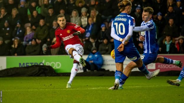 Diogo Dalot scores for Man Utd at Wigan