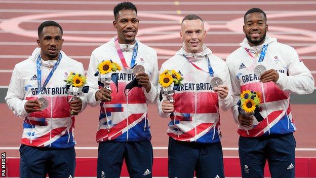 CJ Ujah, Zharnel Hughes, Richard Kilty and Nethaneel Mitchell-Blake