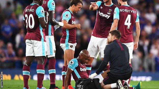 West Ham: Andre Ayew back training but Andy Carroll still injured - BBC ...