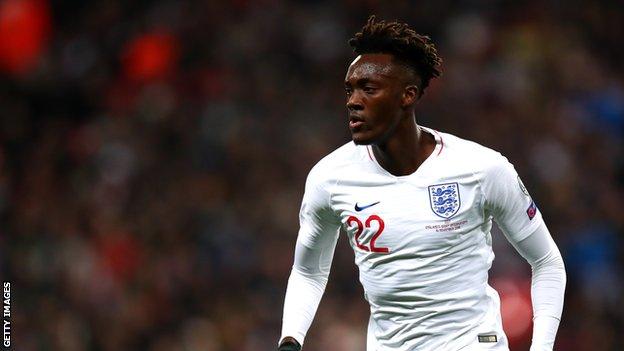 Tammy Abraham in action for England