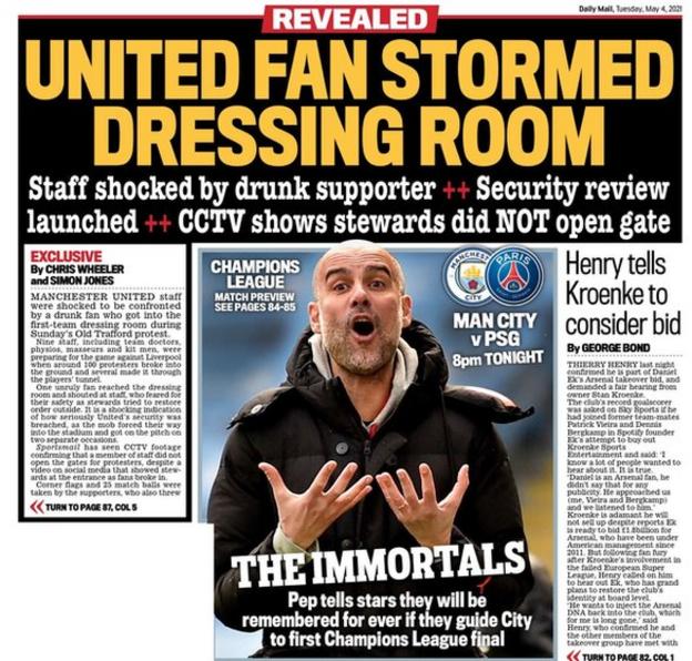 Tuesday's Daily Mail back page