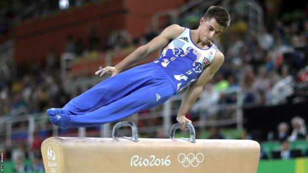 Max Whitlock on the pommel horse at the 2016 Rio Games