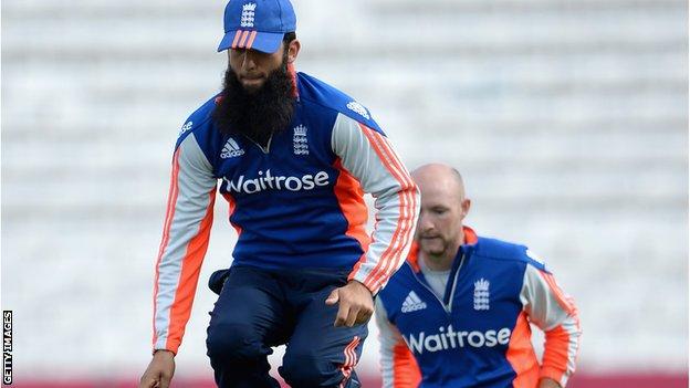 Moeen Ali and Adam Lyth in training
