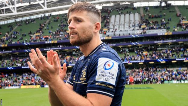Ross Byrne applauds the crowd after Leinster's semi-final win over Toulouse
