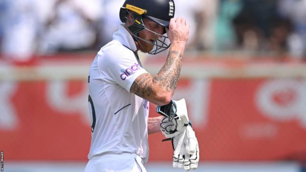 England captain Ben Stokes walks off after being run out