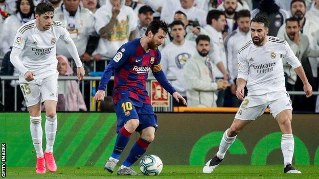 Barcelona's Lionel Messi in action against Real Madrid