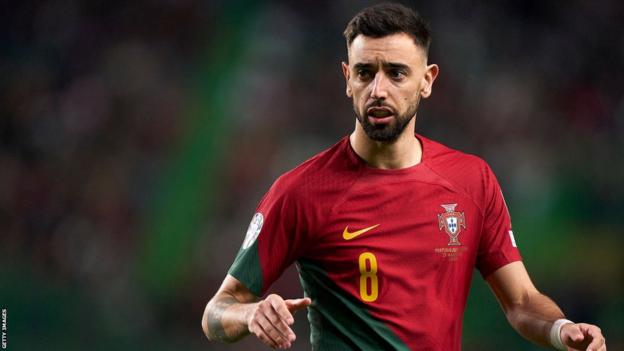 Bruno Fernandes playing for Portugal