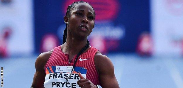 Shelly-Ann Fraser-Pryce in action in Nairobi