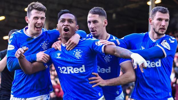 Morelos sent off after celebrating goal as Rangers beat Motherwell