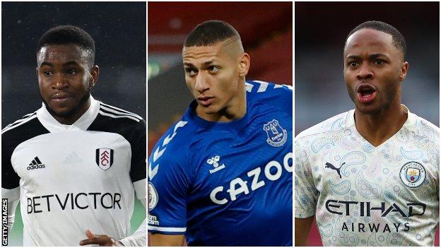 Ademola Lookman (Fulham), Richarlison (Everton), Raheem Sterling (Manchester City)