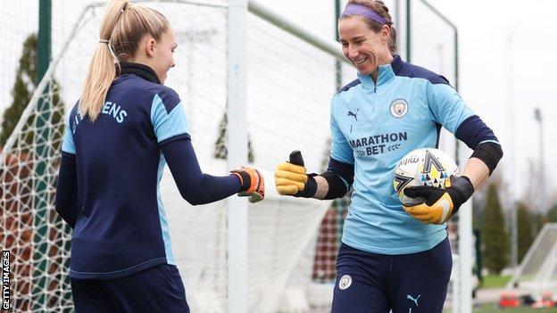 Ellie Roebuck and Karen Bardsley