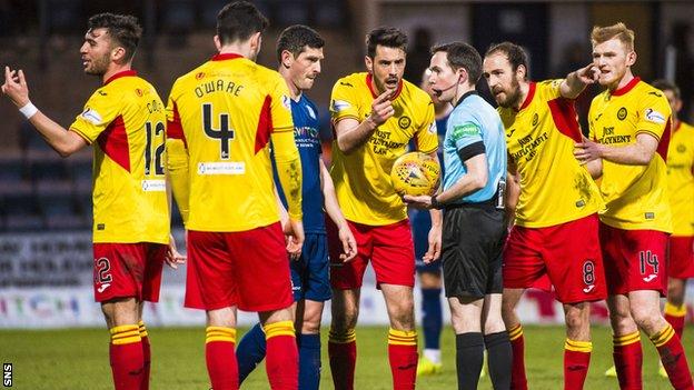 Partick Thistle were relegated when the Scottish Championship was curtailed