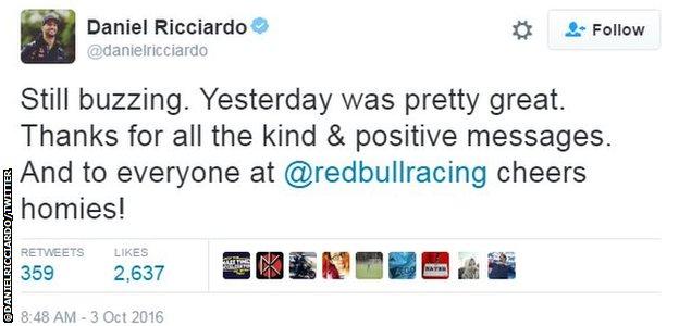 Daniel Ricciardo on Twitter