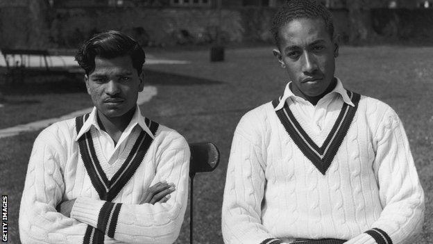 West Indies spin bowlers Sonny Ramadhin and Alf Valentine