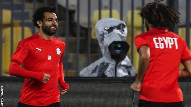 Egypt captain Mohamed Salah in training