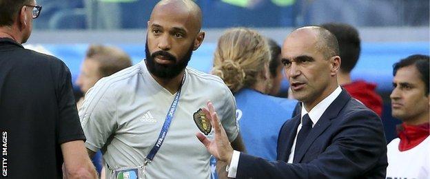 Belgium coach Thierry Henry and manager Roberto Martinez