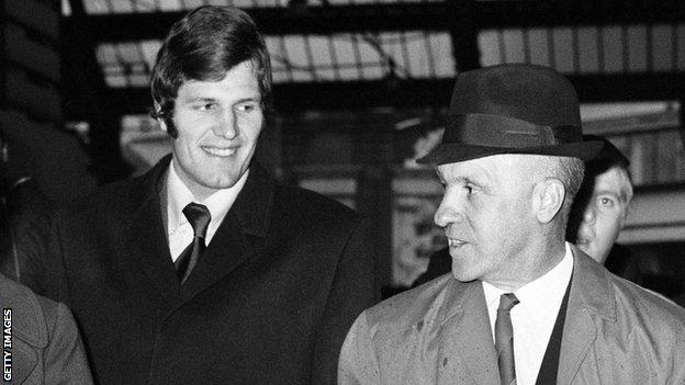 Anfield great Bill Shankly (R) had signed John Toshack for Liverpool in 1970 from Cardiff City