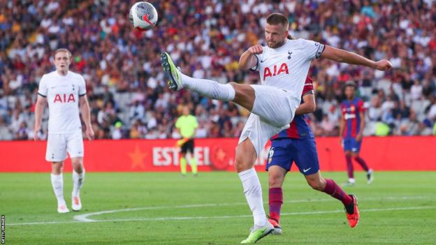 Eric Dier playing for Tottenham during their friendly against Barcelona
