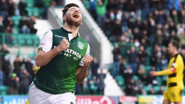 Marc McNulty in action for Hibernian