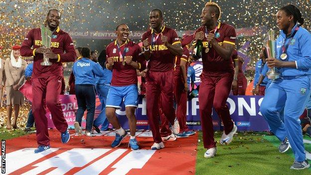 West Indies celebrate winning the 2016 World T20 final