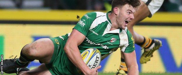 Johnny Williams celebrates a try against Wasps