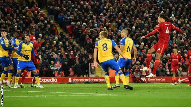 Virgil van Dijk scores against Southampton