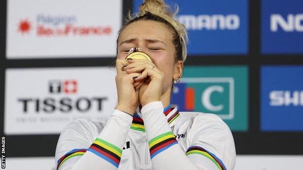 Mathilde Gros with her gold medal