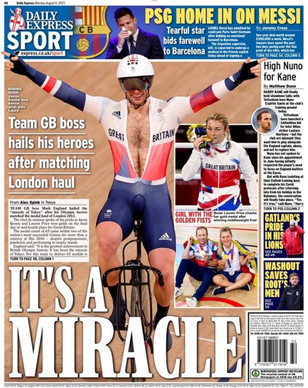 Monday's Daily Express back page