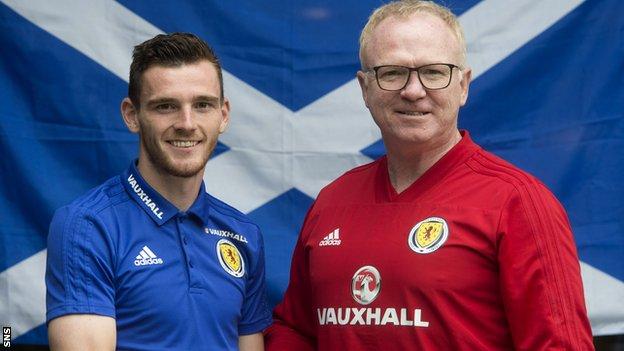 Andrew Robertson and Scotland manager Alex McLeish