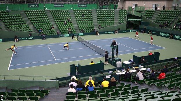 Japan against Ecuador in the Davis Cup qualifier