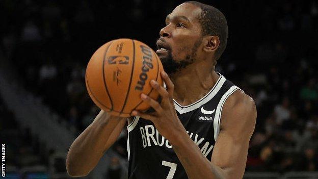 Kevin Durant in action for the Brooklyn Nets last season