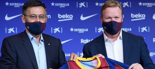 President Josep Maria Bartomeu and Ronald Koeman