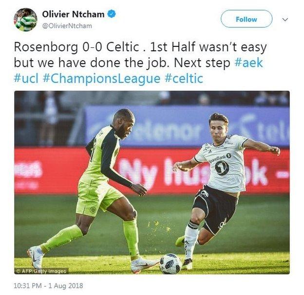 Olivier Ntcham tweet