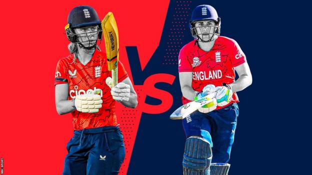 A graphic showing Freya Kemp vs Nat Sciver-Brunt to preview an article about England's left and right-handers