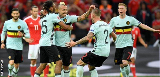 Radja Nainggolan scores against Wales in the quarter-finals of Euro 2016