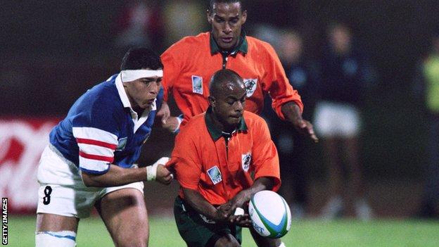 Ivory Coast in action against France at the 1995 Rugby World Cup