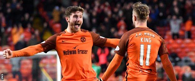 Dundee United's Anthony Ralston and Billy King celebrate