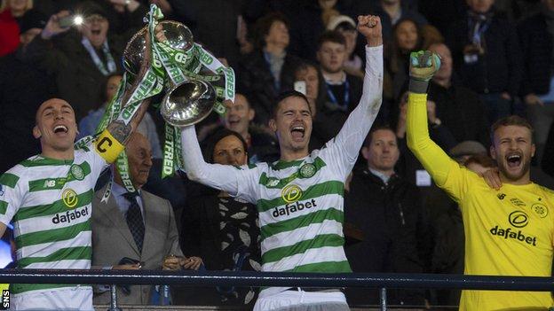 Celtic celebrate their League Cup final win last season