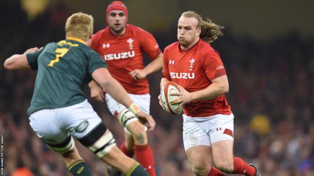 Kristian Dacey in action for Wales against South Africa in December 2017