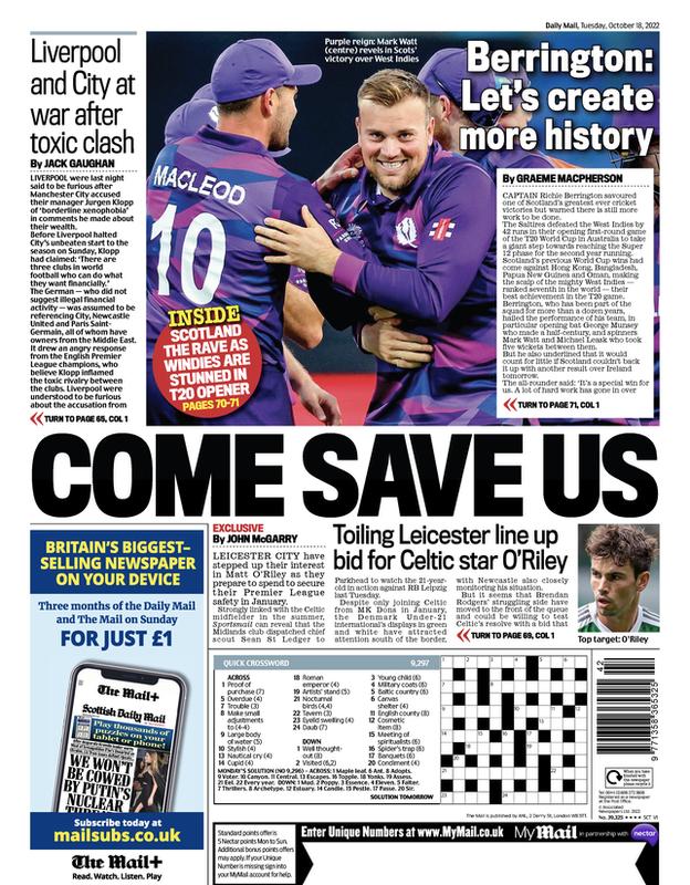 Back page of the Scottish Mail