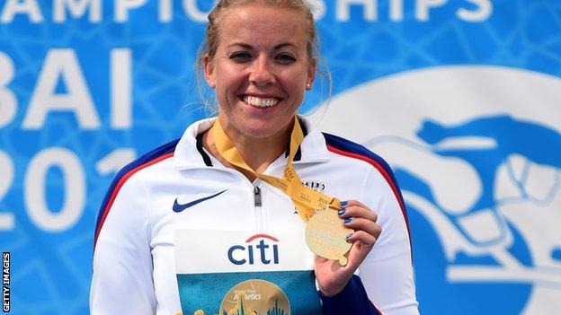 Great Britain's Hannah Cockcroft with her gold medal in Dubai
