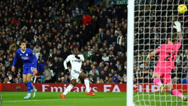 Wilfried Gnonto scores a superb  volley for Leeds