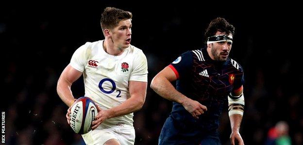Owen Farrell looks to spark an attack for England