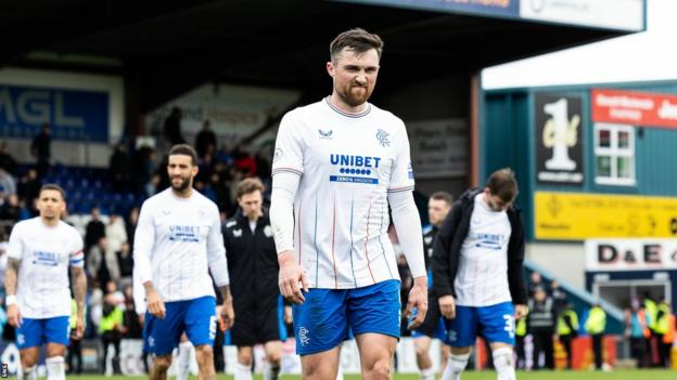 Rangers centre-half John Souttar shows his disappointment