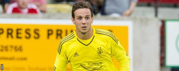Danny Ward in action for Aberdeen