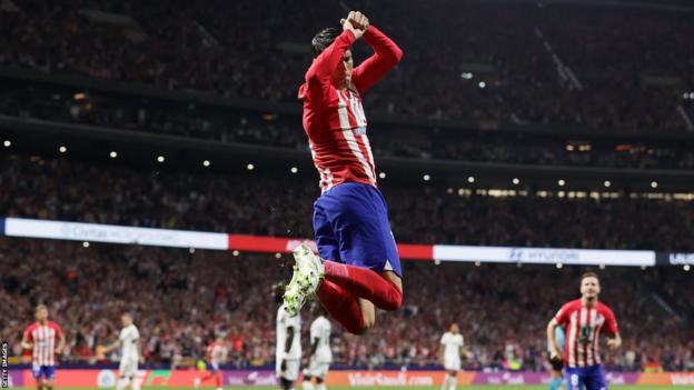 Atletico Madrid forward Alvaro Morata celebrates scoring