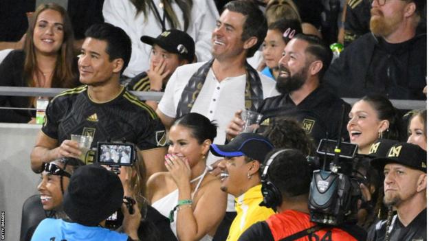 Selena Gomez smiles as she watches Inter Miami play