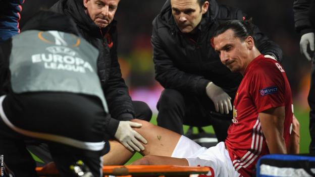 Zlatan Ibrahimovic suffered a cruciate ligament injury during Manchester United's Europa League quarter-final second-leg win over Anderlecht in April 2017