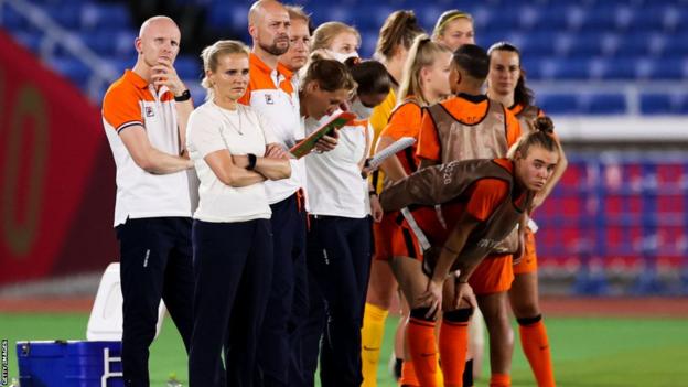 Sarina Wiegman and the Netherlands squad