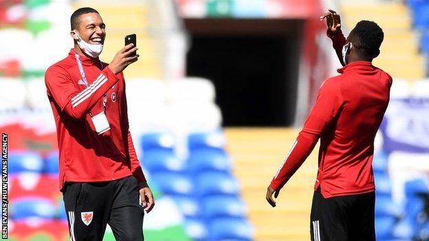 Ben Cabango and Rabbi Matondo pictured before Wales' friendly against Mexico